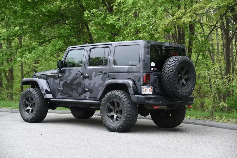 Low-Tack Black Bomb Camo Vinyl Wrap