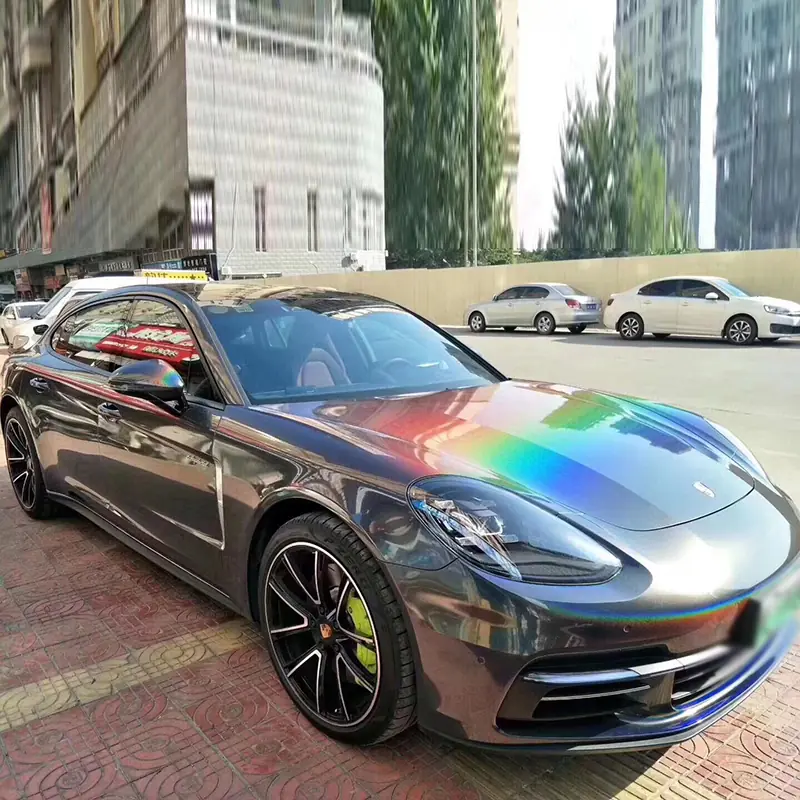 Grey 3D Laser Holographic Chrome Vinyl Wrap