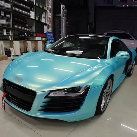 Sky Blue Gloss Magic Gold Vinyl Wrap