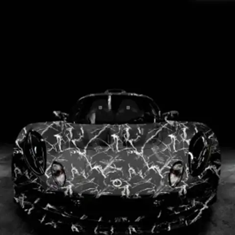 Low-Tack Black Marble Vinyl Wrap