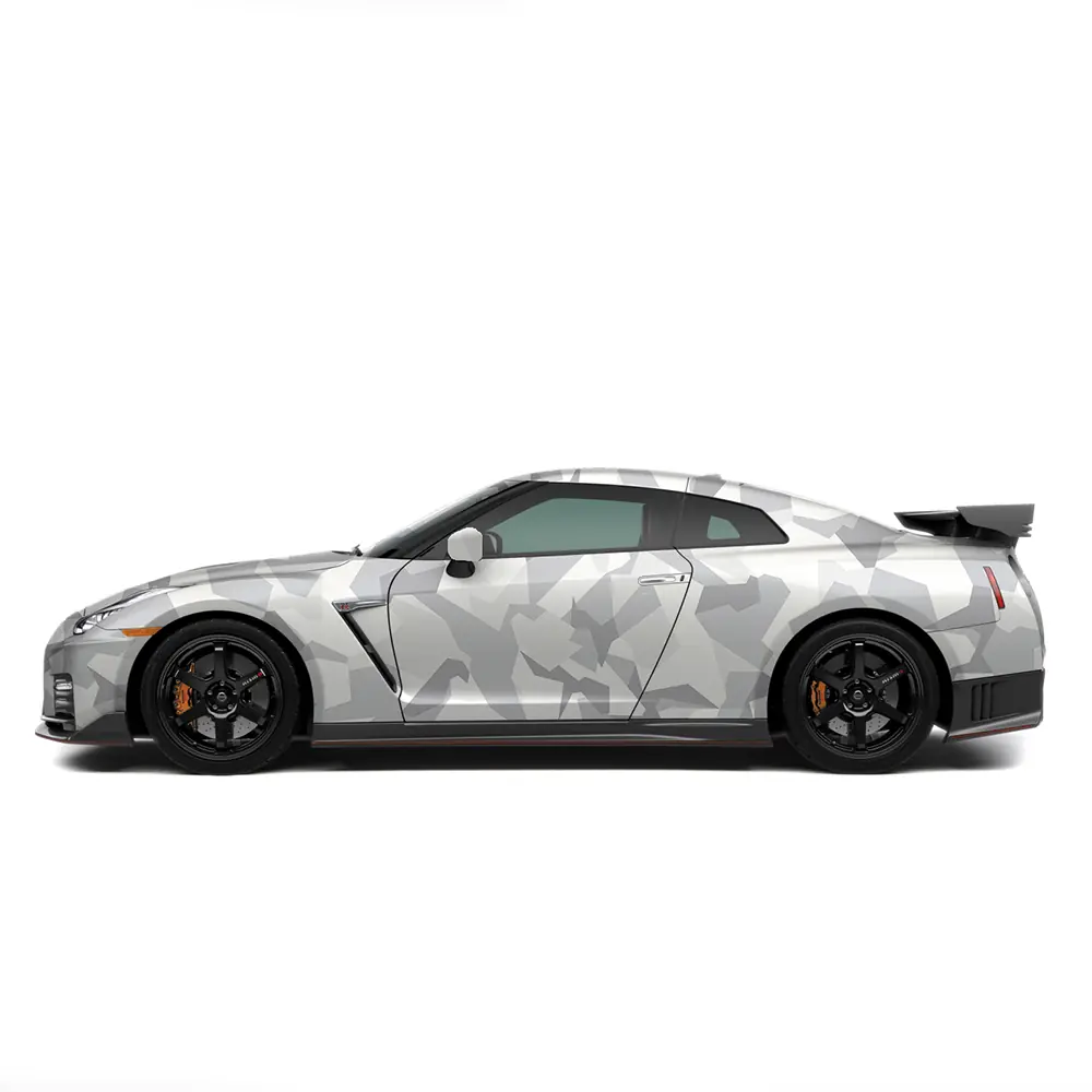 Low-Tack Grey Camo Vinyl Wrap