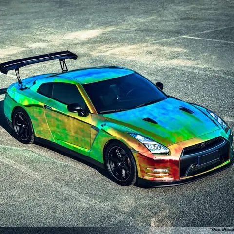 Green Holographic Rainbow Chrome Vinyl Wrap