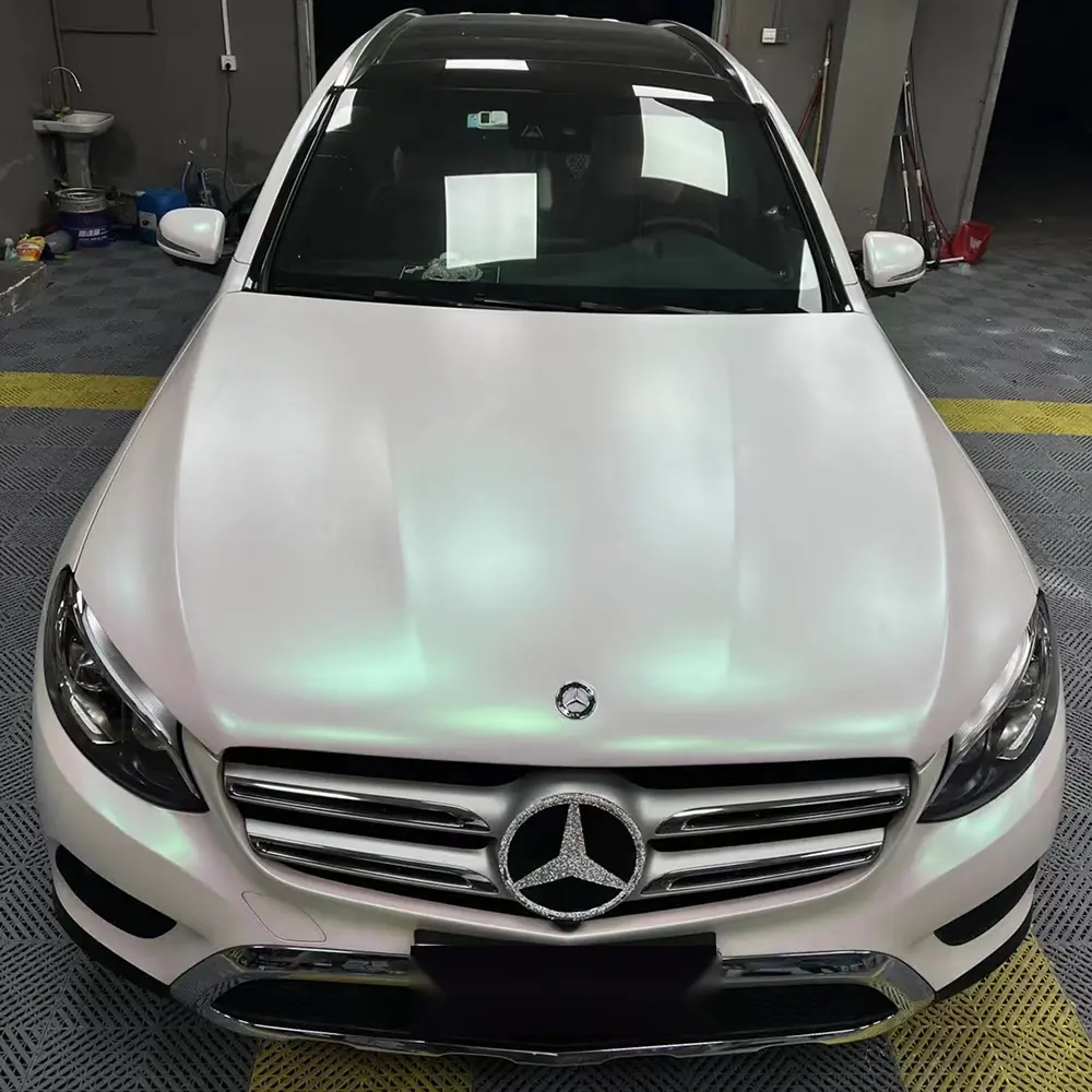 White Satin Metallic Reflective Vinyl Wrap