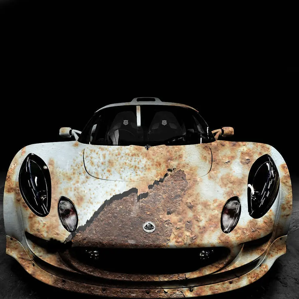 Low-Tack Custom Rust Vinyl Wrap