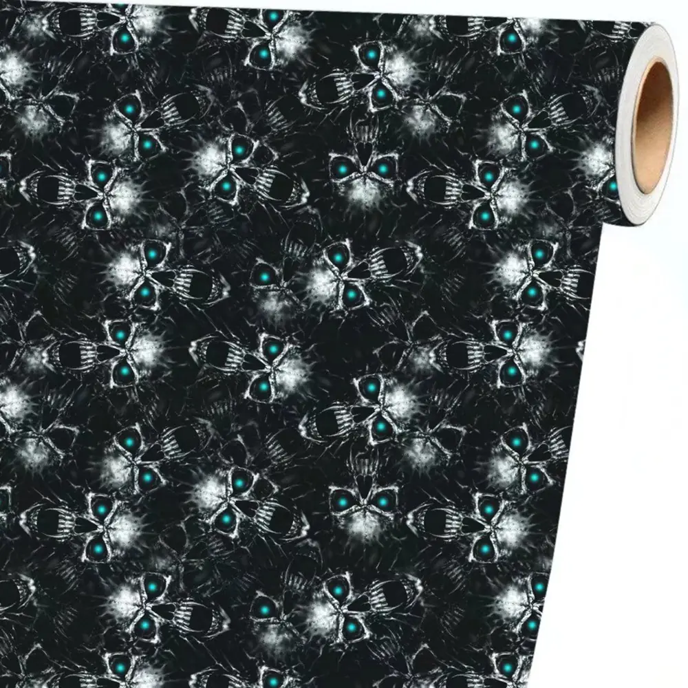 Low-Tack Skull Print Vinyl Wrap