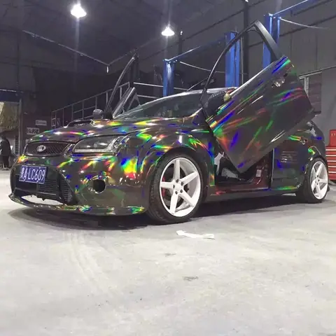 Rainbow Grey Holographic Chrome Vinyl Wrap
