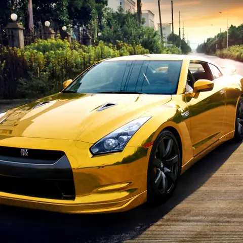 Gold Super Mirror Chrome Vinyl Wrap, 0.18 mm