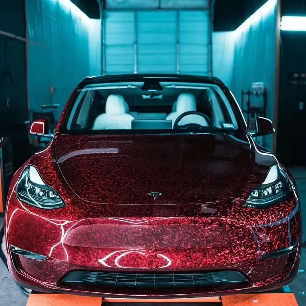 Red Forged Carbon PET Liner Wrap